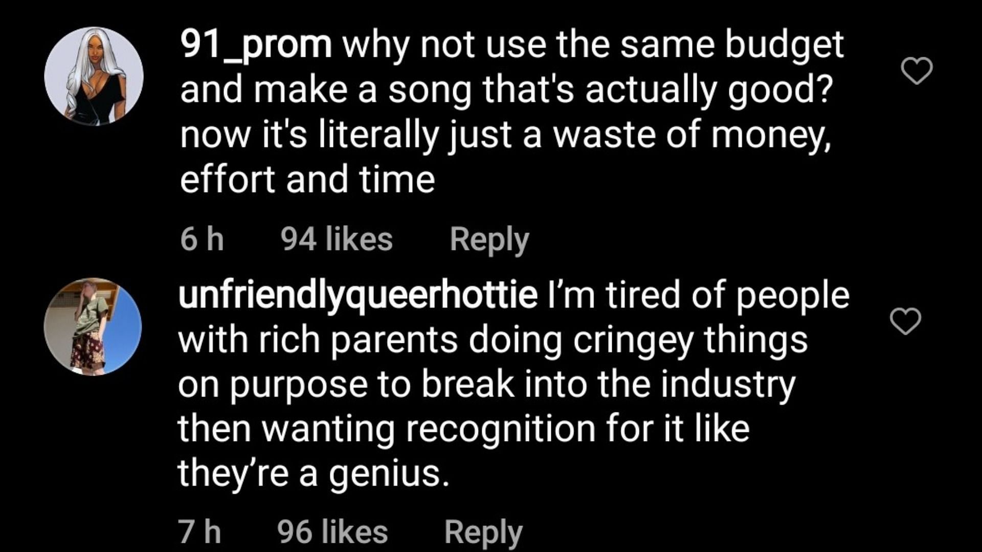 Comments on defnoodles' post 2/4 (Image via defnoodles/Instagram)